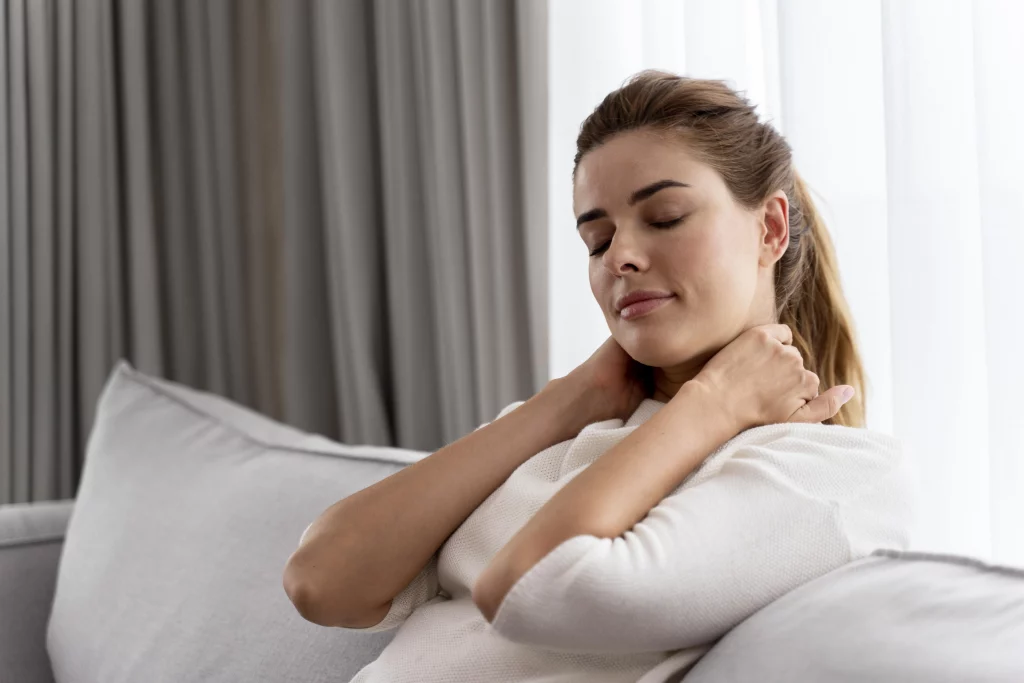 Woman relaxing at home after a wellness treatment